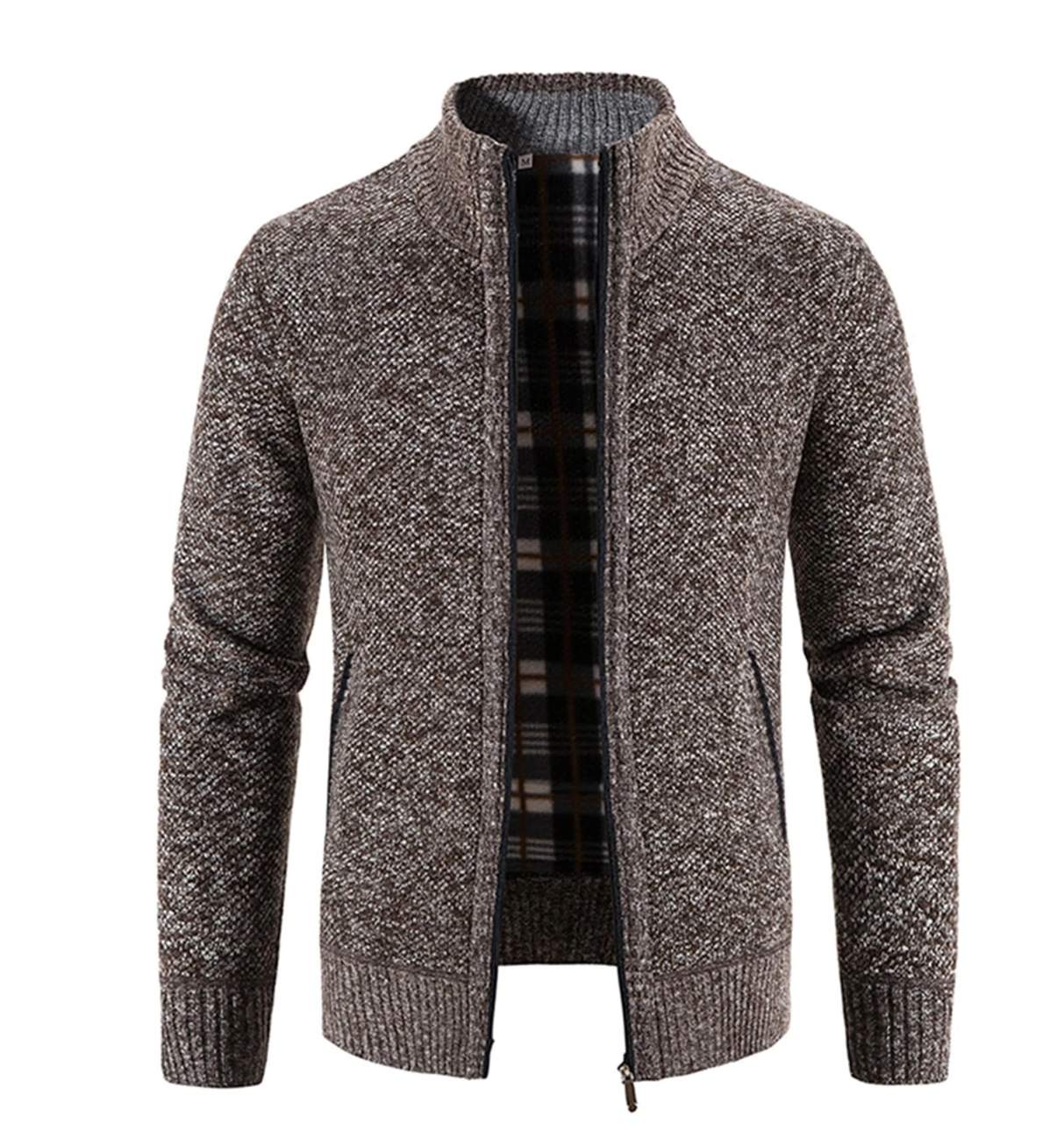 Stylish Sophistication: NITAGUT Men's Zip Up Jacket with Striking Contrast Plaid Lining