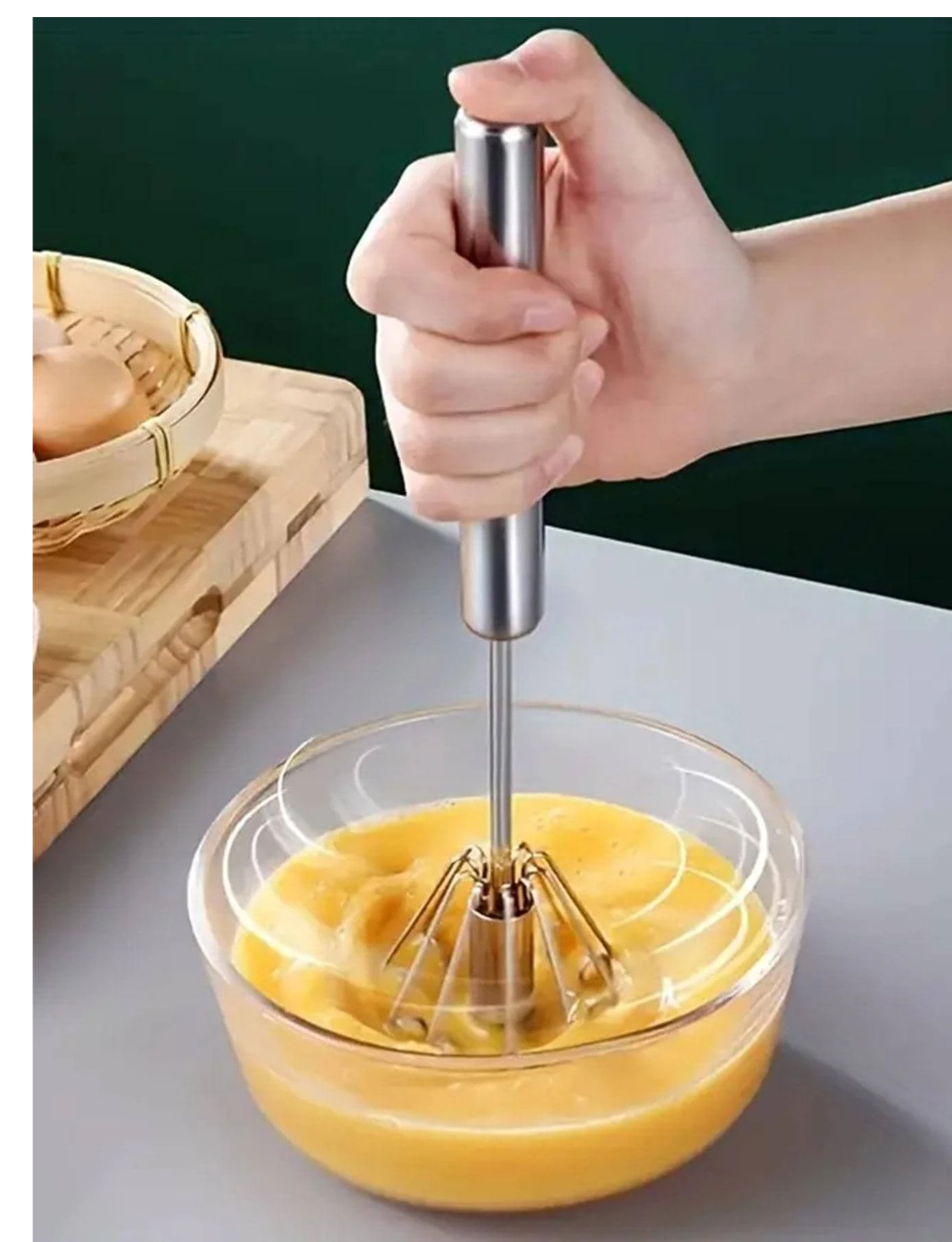 Whisk Wonders: Elevate Your Kitchen with the Stainless Steel Magic of 1pc Manual Egg Beater!