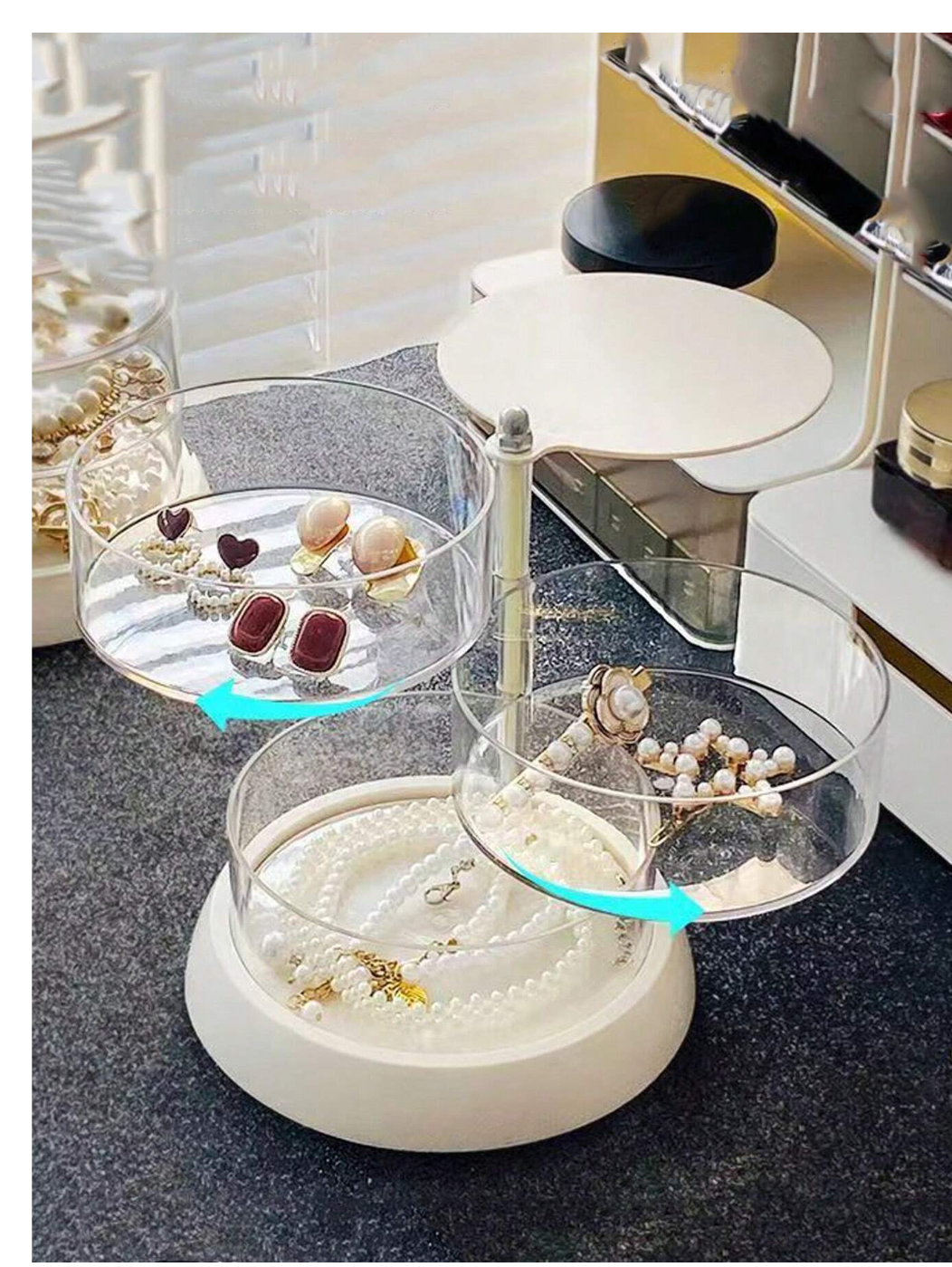 Spin & Shine: Multilayer Rotating Jewelry Storage Box for Beauty Essentials!