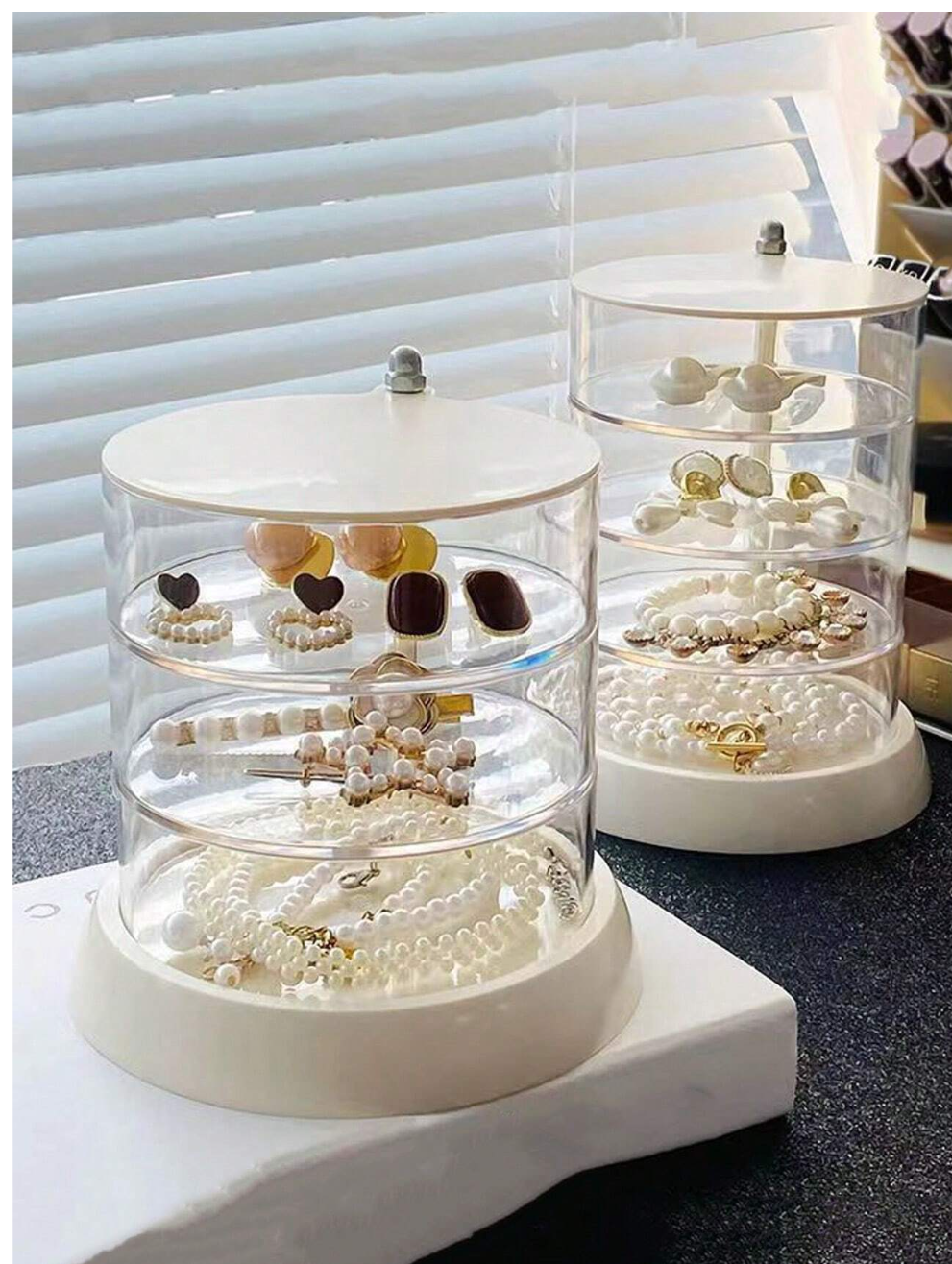 Spin & Shine: Multilayer Rotating Jewelry Storage Box for Beauty Essentials!