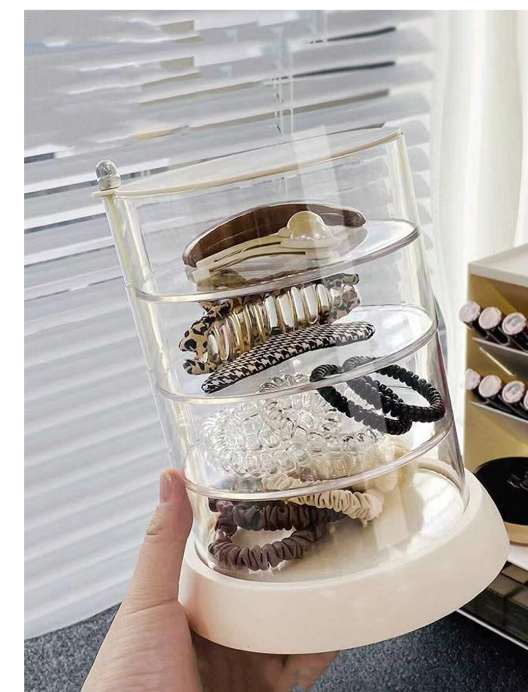 Spin & Shine: Multilayer Rotating Jewelry Storage Box for Beauty Essentials!