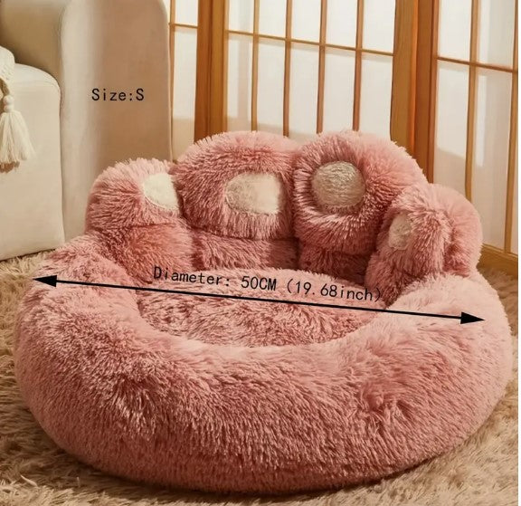 "Cozy Winter Retreat: Long Plush Cat and Dog Kennel - Warm Pet Bed for Snug Sleeps and Comfortable Lounging!"