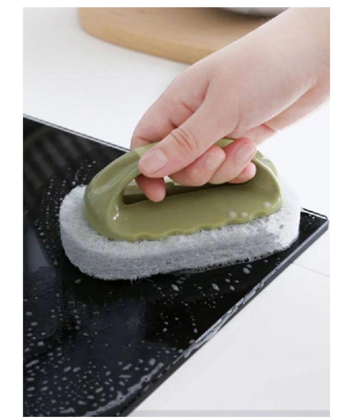 Sleek Scrub Marvel: 1pc Modern Color Block Scouring Pad with Handle – Your Stylish Kitchen Cleanup Companion!