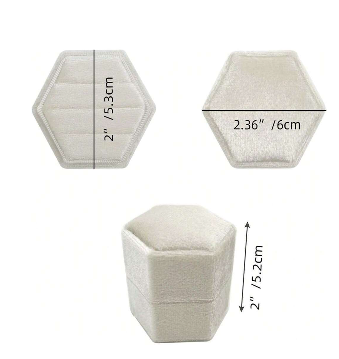 Dreamy Hexagon: Plush Ring Box Perfect for Your Special Day - Elegant Display for Proposal and Engagement Rings!