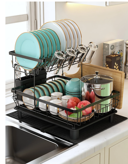 Kitchen Oasis: Detachable Drying Rack and Drainboard Set – Effortless Organization with Extra Drying Mat!