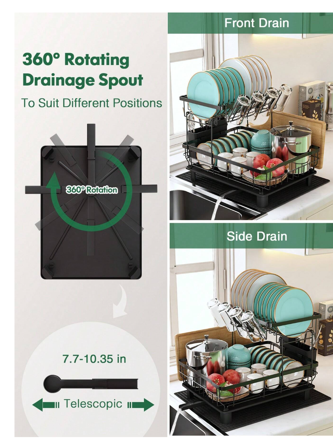 Kitchen Oasis: Detachable Drying Rack and Drainboard Set – Effortless Organization with Extra Drying Mat!
