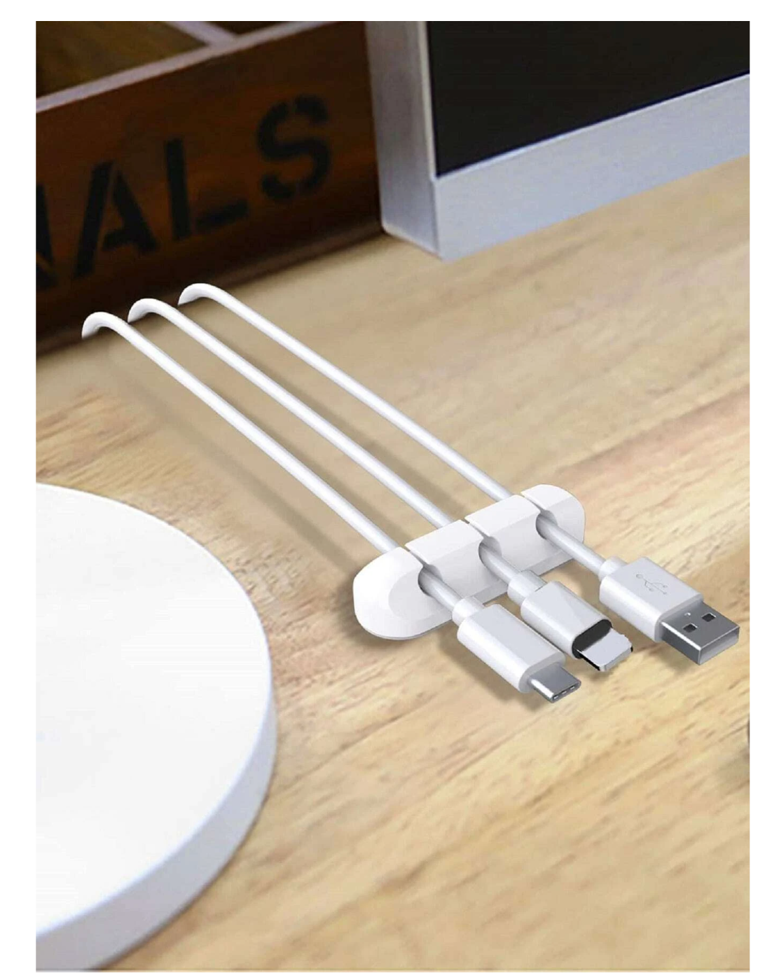 Clutter-Free Bliss: 2pcs White Cable Clip Cord – Your Ultimate Cable Management Solution for a Tidy Oasis in Car, Home, and Office!