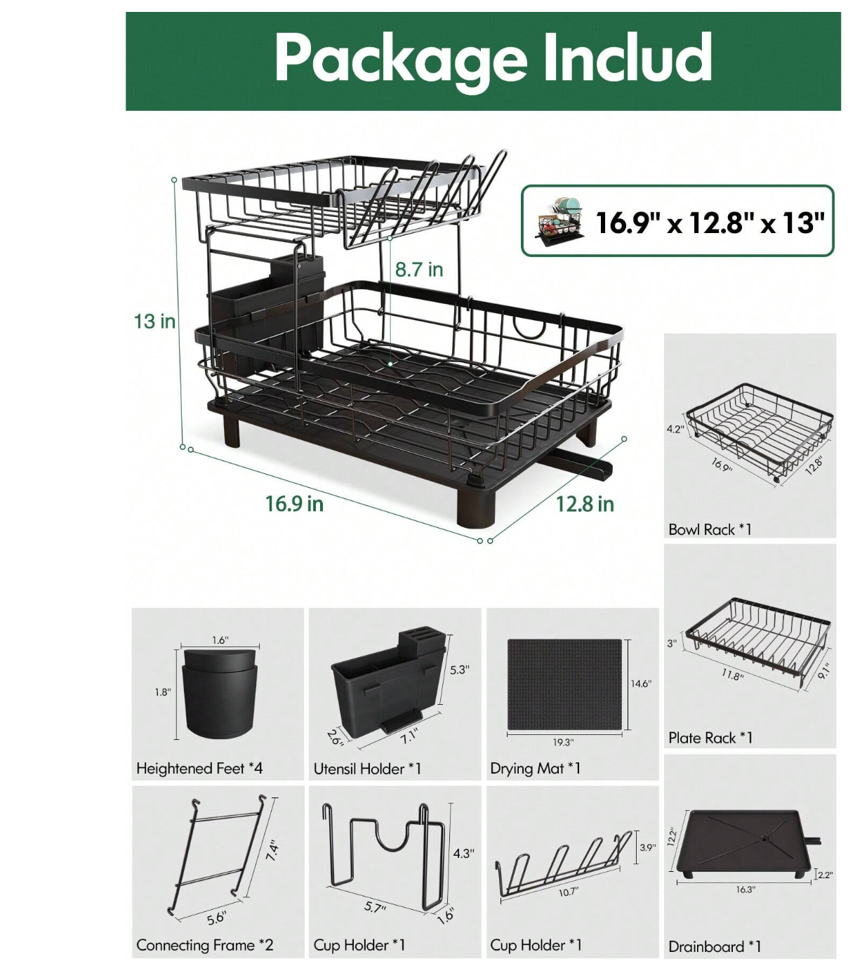 Kitchen Oasis: Detachable Drying Rack and Drainboard Set – Effortless Organization with Extra Drying Mat!