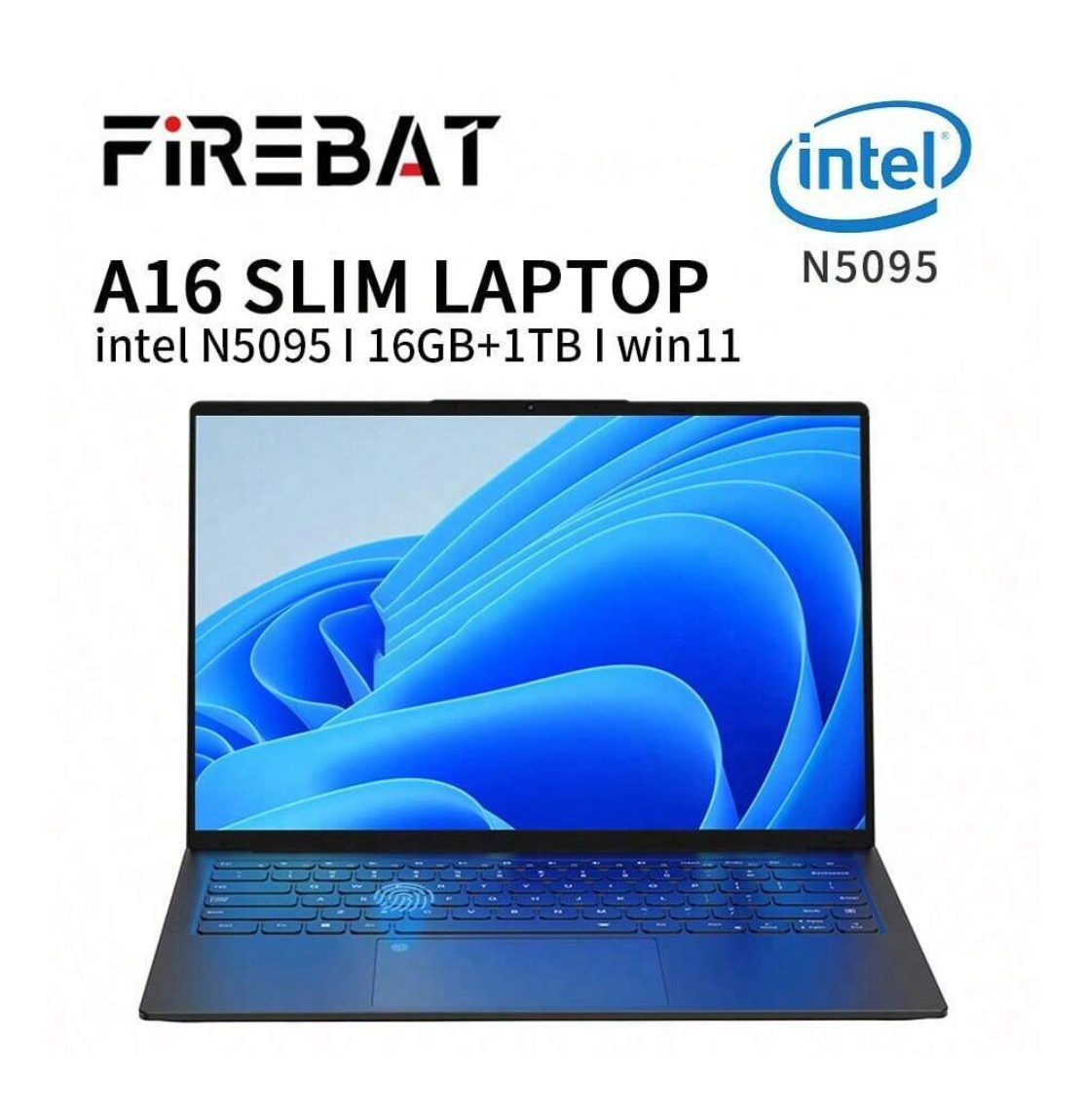 Ignite Your Productivity: Unleash the Power of FIREBAT A16 Laptop with Intel N5095, 16GB RAM, 512GB/1TB SSD, 16-inch FHD IPS Display, Fingerprint Recognition, and Dual Band WiFi!
