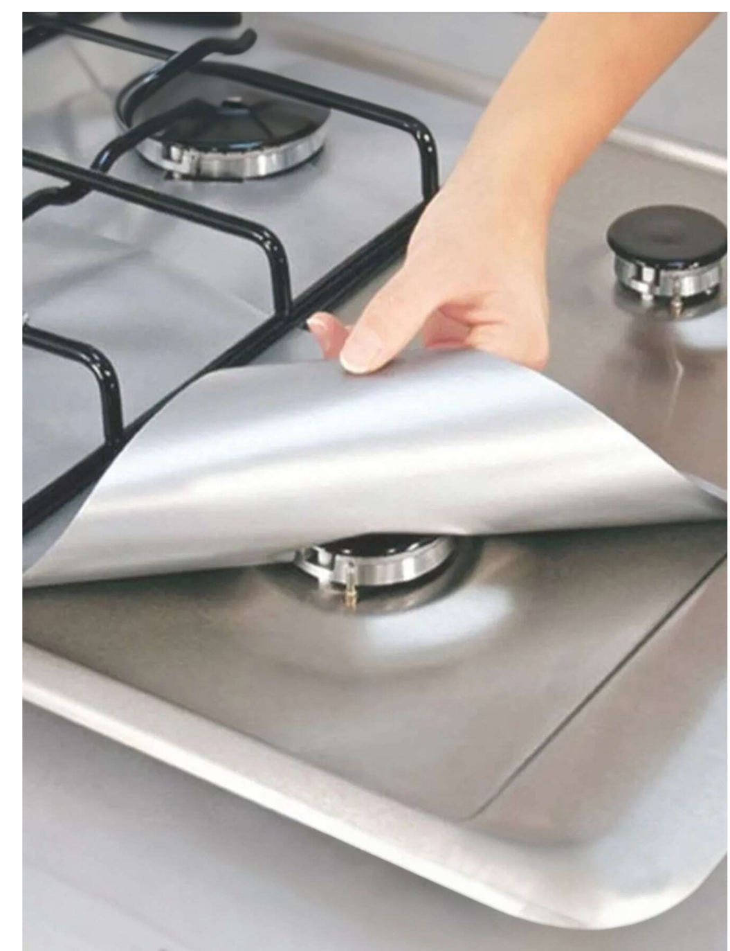 Shine Bright: 4pcs Silver Gas Stove Oil-Proof and Washable Cleaning Pads – Sparkle Up Your Kitchen Cleanup!
