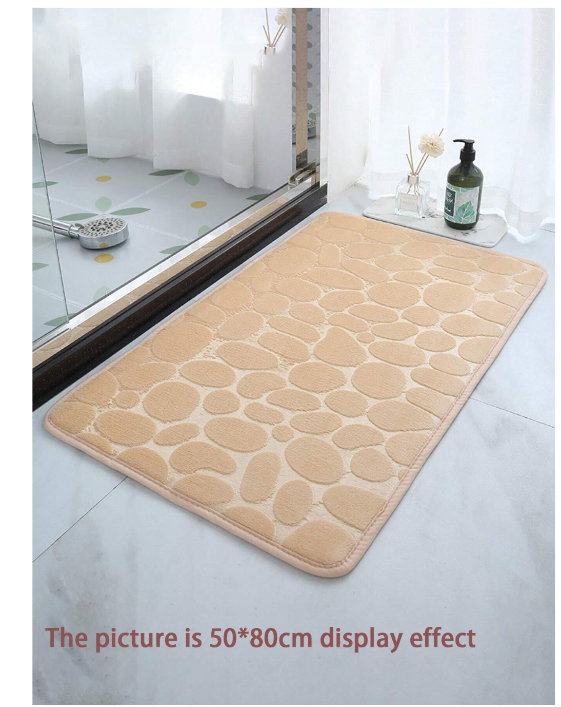 Coffee Elegance: 1pc Water Absorbent & Non-slip Cobblestone Printed Door Mat in Rich Brown Hue