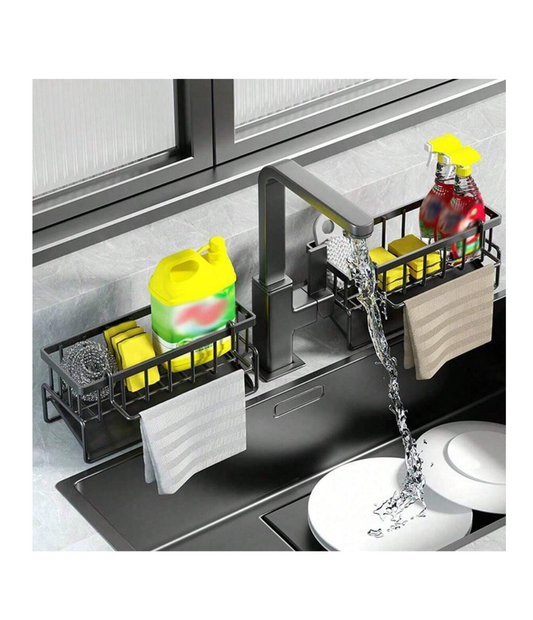 Effortless Organization: Large Dish Drying Rack with Extendable Plate Holder, Cutlery & Cup Holder - Your Kitchen Sink's Perfect Organizer!