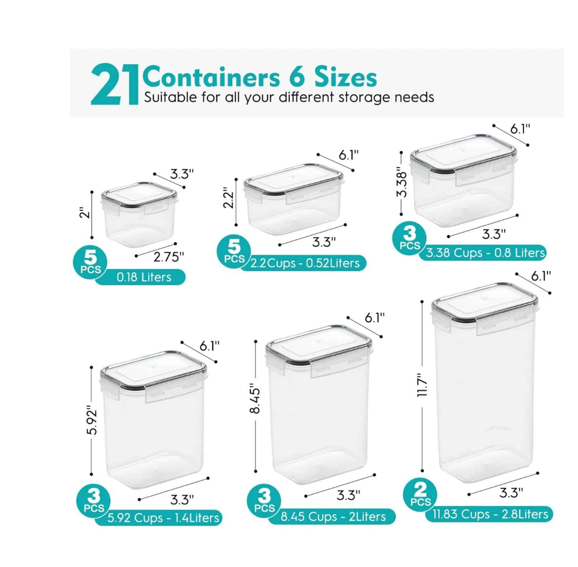 Pantry Paradise: 21 Pack Airtight Food Storage Containers Set – Revolutionize Your Kitchen Organization with Easy Lock Lids, Labels, Marker & Spoon Set!