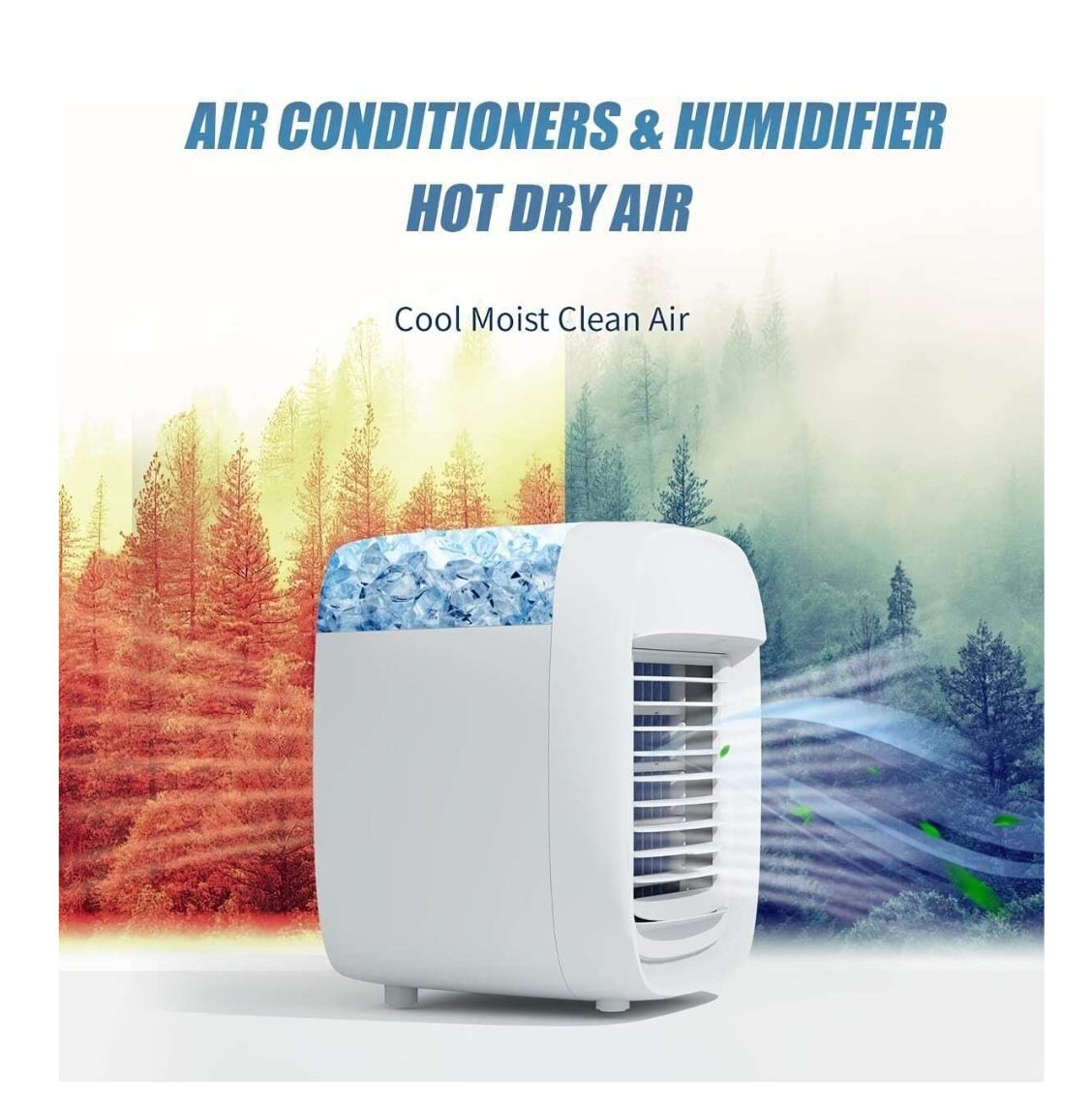 Chill Anywhere, Anytime: Portable Personal Air Conditioner with 3 Speeds, Mini Fan, 880ML Water Tank, and 7 Colors Night Light for Small Spaces!