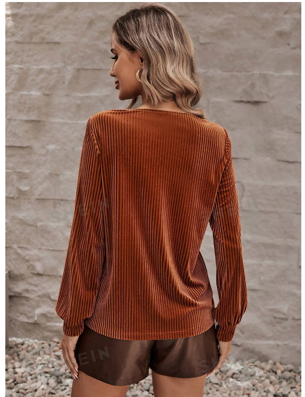 Luxe LUNE: Half Zip Velvet Blouse with Lantern Sleeves