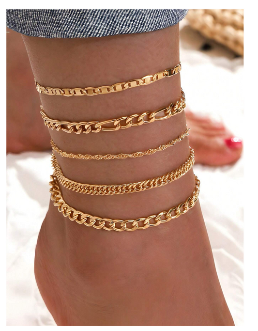 Glamorous Serpent Style: 1pc European & American Fashionable & Simple Metal Snake Chain Anklet Set - Perfect for Beach Outfits and Everyday Chic!
