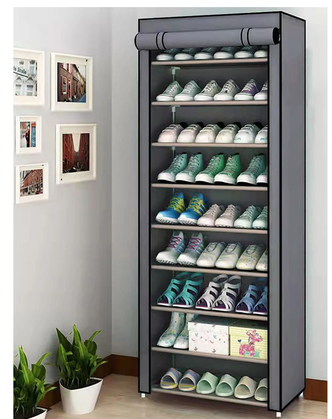 Sole Symphony: 1pc Zipper-Closure Combination Shoe Rack – Simplify Storage, Elevate Style for Dormitories and Students!
