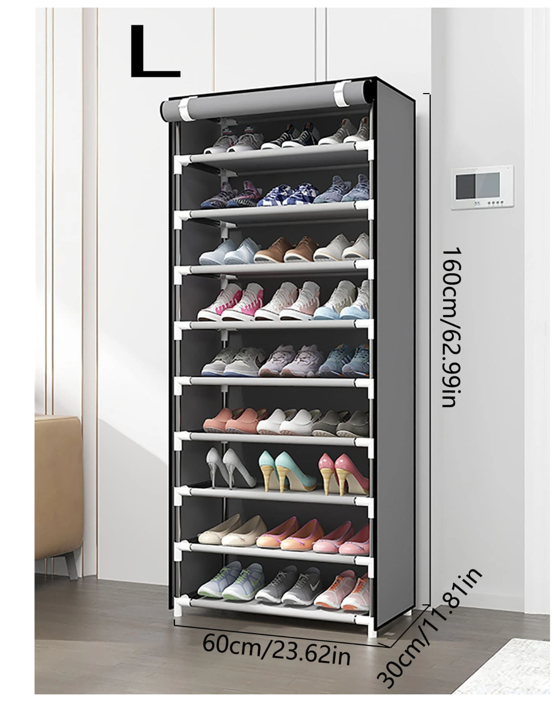 Sole Symphony: 1pc Zipper-Closure Combination Shoe Rack – Simplify Storage, Elevate Style for Dormitories and Students!