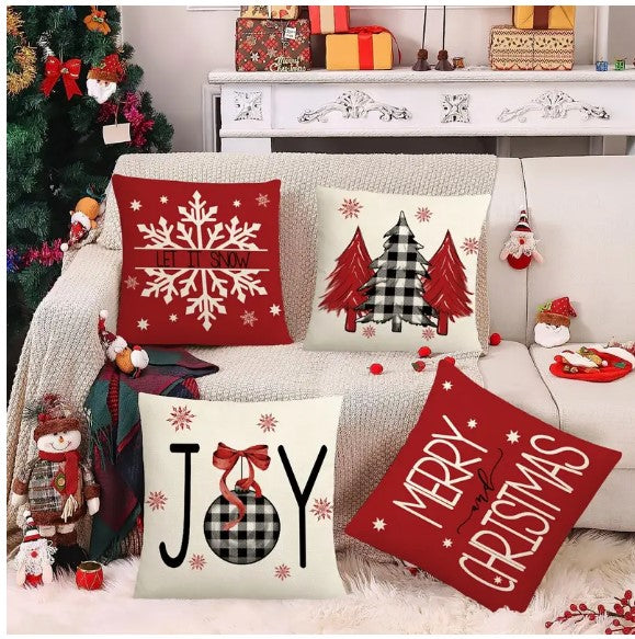 Festive Pillow Transformation: Set of 4 Merry Christmas Throw Pillow Covers!