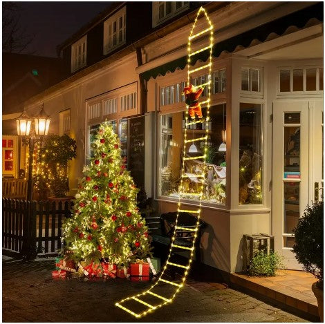 "Santa's Climb to Christmas Cheer: 1pc Christmas Ladder Light for Your Festive Home and Garden Décor, 118in of Holiday Magic!"
