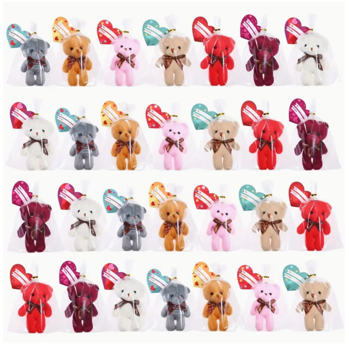 Love in Every Hug: 24 Adorable Valentine's Day Mini Plush Bears with Heartfelt Cards - Perfect for Parties, Gifts, and Classroom Fun