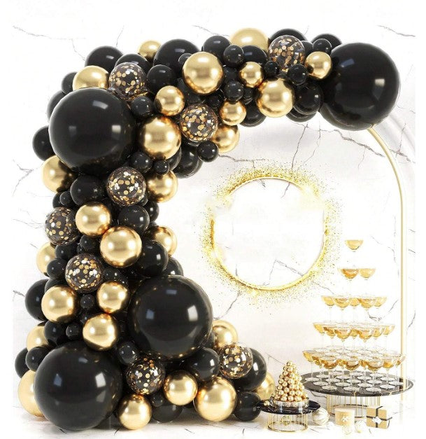 Golden Moments: 117-Piece Black and Gold Balloon Garland Kit & Arch Elevate Your Celebrations in Style 2024