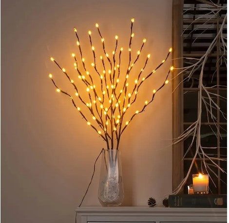 "Radiant Whimsy: 20 LED Branch Fairy Lights for Indoor Decor - Ideal for Weddings, Birthdays, and Christmas Celebrations"