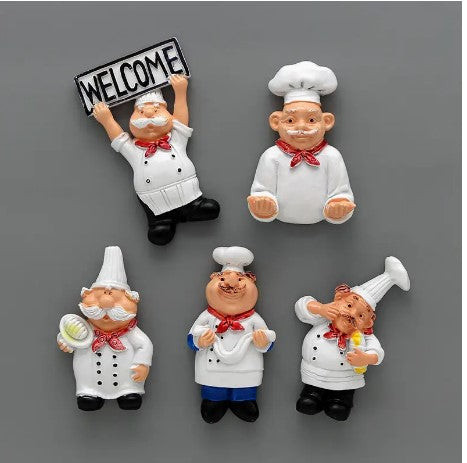 "Magnetic Whimsy: 6pcs Cartoon Kitchen Chef Fridge Magnets - 3D Magnetic Stickers for Refrigerator and Kitchen Decoration, Cute Room Decor & Birthday Gift Collection"