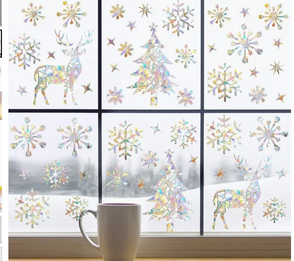 "Twinkling Festive Delight: 2 Sets Christmas Snowflake Windows
