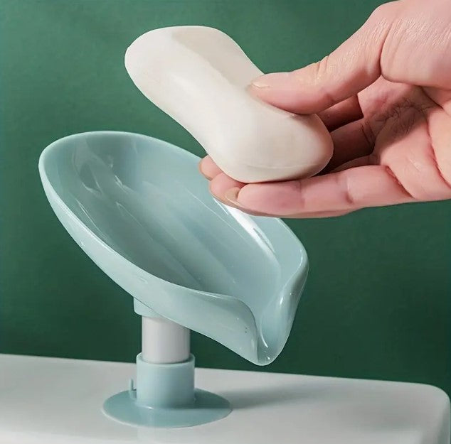 Leafy Freshness: 1pc Leaf Shape Soap Box - Bathroom Organizers & Storage with Suction Cup Innovation!