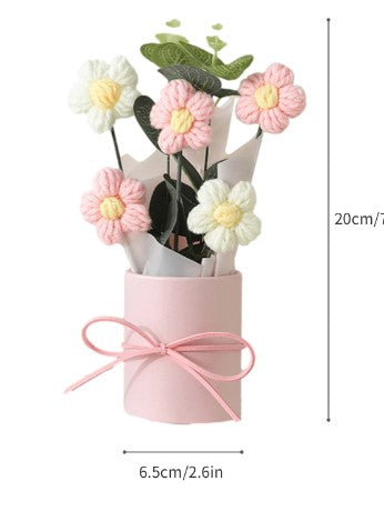 Crafted Elegance: Handmade Knitted Flower Bouquet Set - Perfect for Every Occasion!