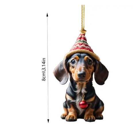 10 pcs Festive Dachshund Delights: Christmas Tree Hanging Ornaments, Perfect for Home Decorations, Xmas, and New Year Gifts!