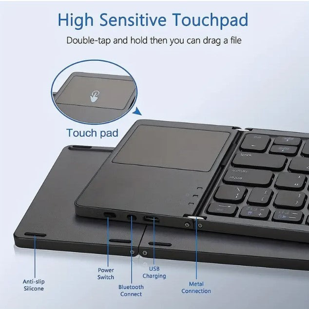 Tri-Fold Tranquility: Wireless Ultra-Thin Keyboard for Office & On-the-Go Computing Across Three Systems