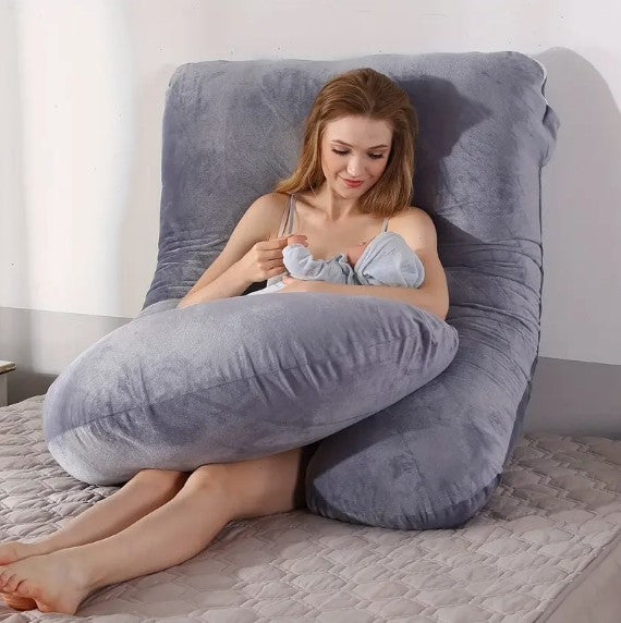 "CuddleMe Comfort: Multifunctional C-Shaped Pregnancy Pillow - Crystal Velvet Support for a Blissful Journey to Motherhood!"