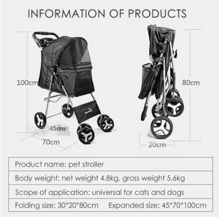 Versatile Pet Travel Solution: Detachable Baby Stroller and Dog Pull Cart - Double Layer, Lightweight, Four-Wheel Design for Ultimate Comfort and Mobility!