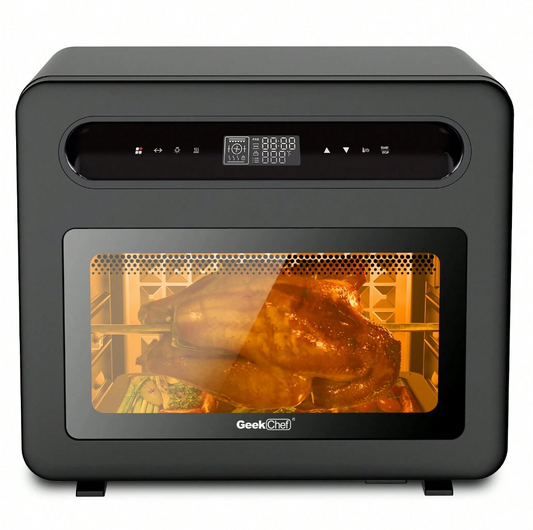 Revolutionize Your Kitchen: Chef's 26 QT Steam Convection Oven - 50 Presets, 6-Slice Toast, 12" Pizza, Black Stainless Steel Magic!