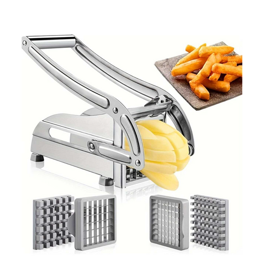 Slicing Mastery Unleashed: Manual Stainless Steel French Fries Cutter with Bonus Cucumber Slicer – Your Ultimate Kitchen Duo!