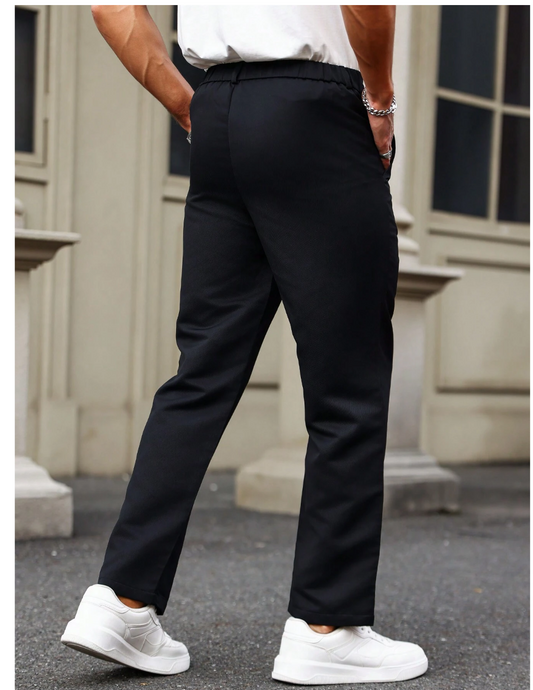 Classic Comfort: Men's Straight-Leg Casual Pants With Handy Pockets!