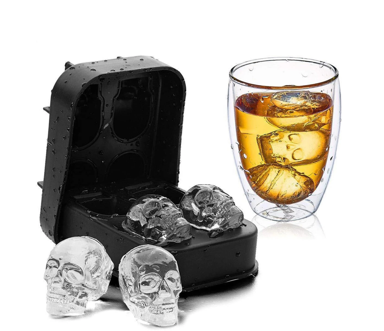 Chill in Style: Stackable 3D Skull Ice Mold for Whiskey Aficionados – Shape Your Spirits with Elegance!