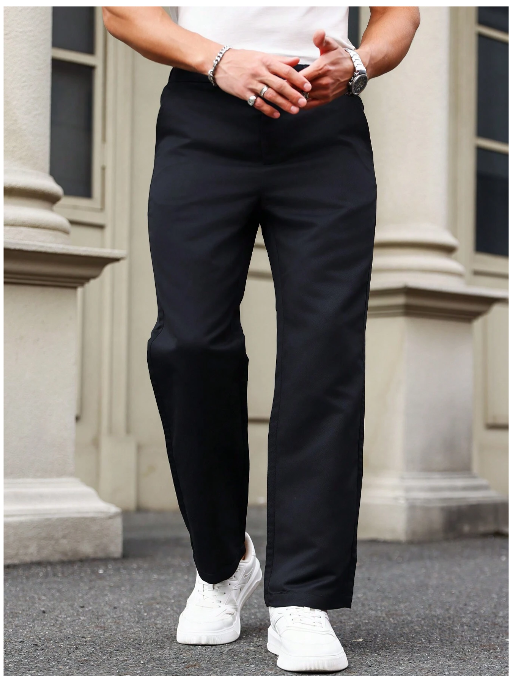 Classic Comfort: Men's Straight-Leg Casual Pants With Handy Pockets!