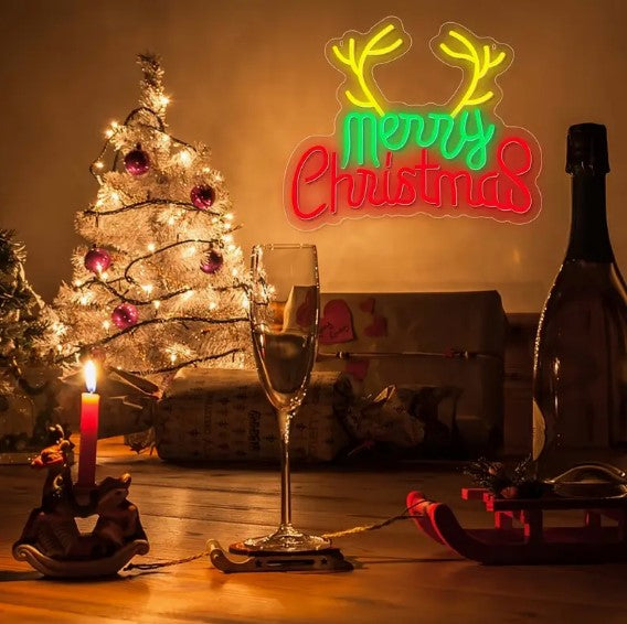 "Radiate Holiday Magic with Our 1pc Merry Christmas LED Neon Sign: The Ultimate USB-Powered Wall Decoration for Festive Bedroom Parties and Beyond!"
