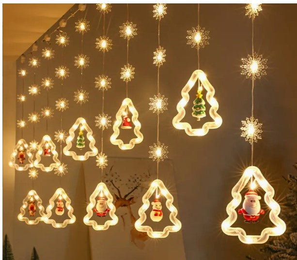 "Remote Glow Delight: Dimmable LED Christmas Curtain Lights for Festive Room & Party Decor!"