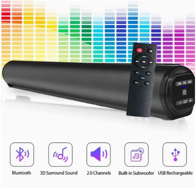 Sonic Harmony Hub: Wireless BT Speaker Sound Box - Soundbar Speakers for PC, TV Subwoofer, Music Center Boombox with FM, TF, USB, AUX, RCA Soundbar
