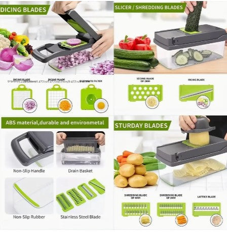 Ultimate Kitchen Companion: 16-Piece Vegetable Chopper Set - Effortless Meal Prep at Your Fingertips