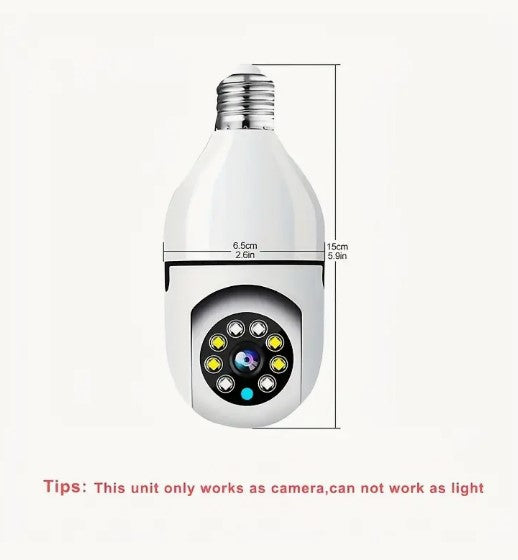 "LightGuard 1080p: Illuminate & Secure with Wireless Wifi PTZ Light Bulb Security Camera!"