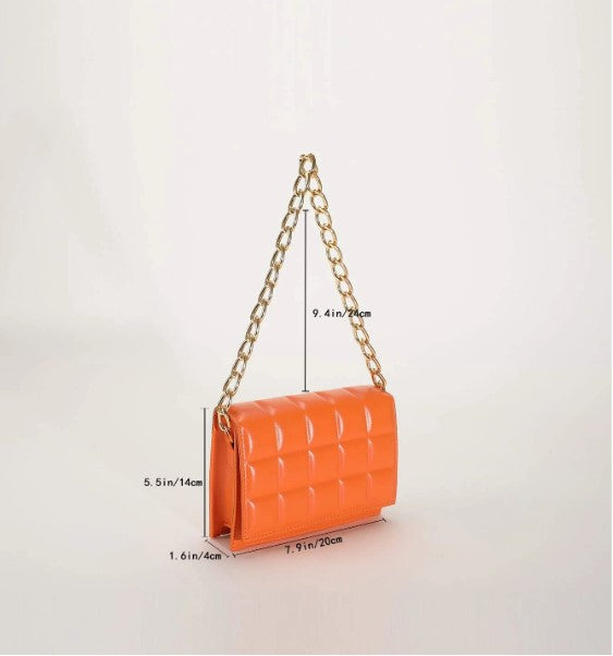 Mini Checkered Pressed Chain Flap French Stick Shoulder Bag for Stylish Women