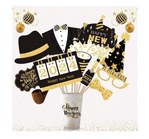 Ring in 2024 with Style: 21-Piece New Year Party Pack for Festive Decor & Memorable Photos