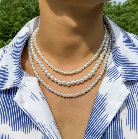 Exquisite Elegance Unveiled: Handmade Strand Bead Necklace with Imitation Pearls - New Trendy Jewelry Gift Embracing Men's and Women's Tempered Style!