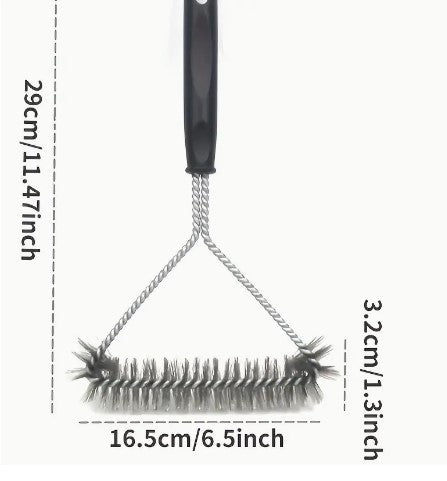 "BBQ Pro's Companion: Long-handled Y-shaped Curling Brush for Outdoor Grill Cleaning
