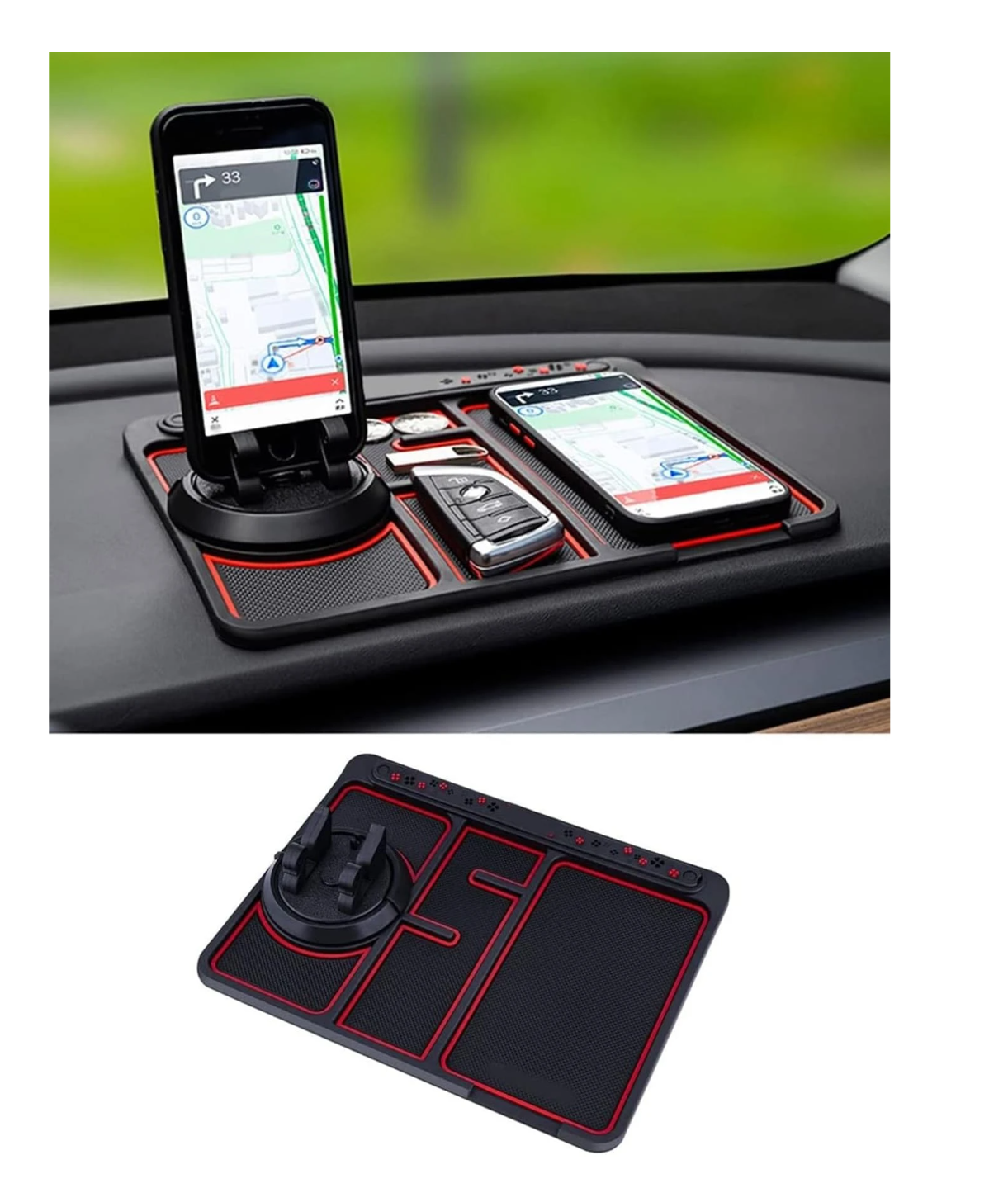 360° Grip & Glow: Anti-slip Car Phone Holder with Rotating Navigation Bracket & Luminous Pad